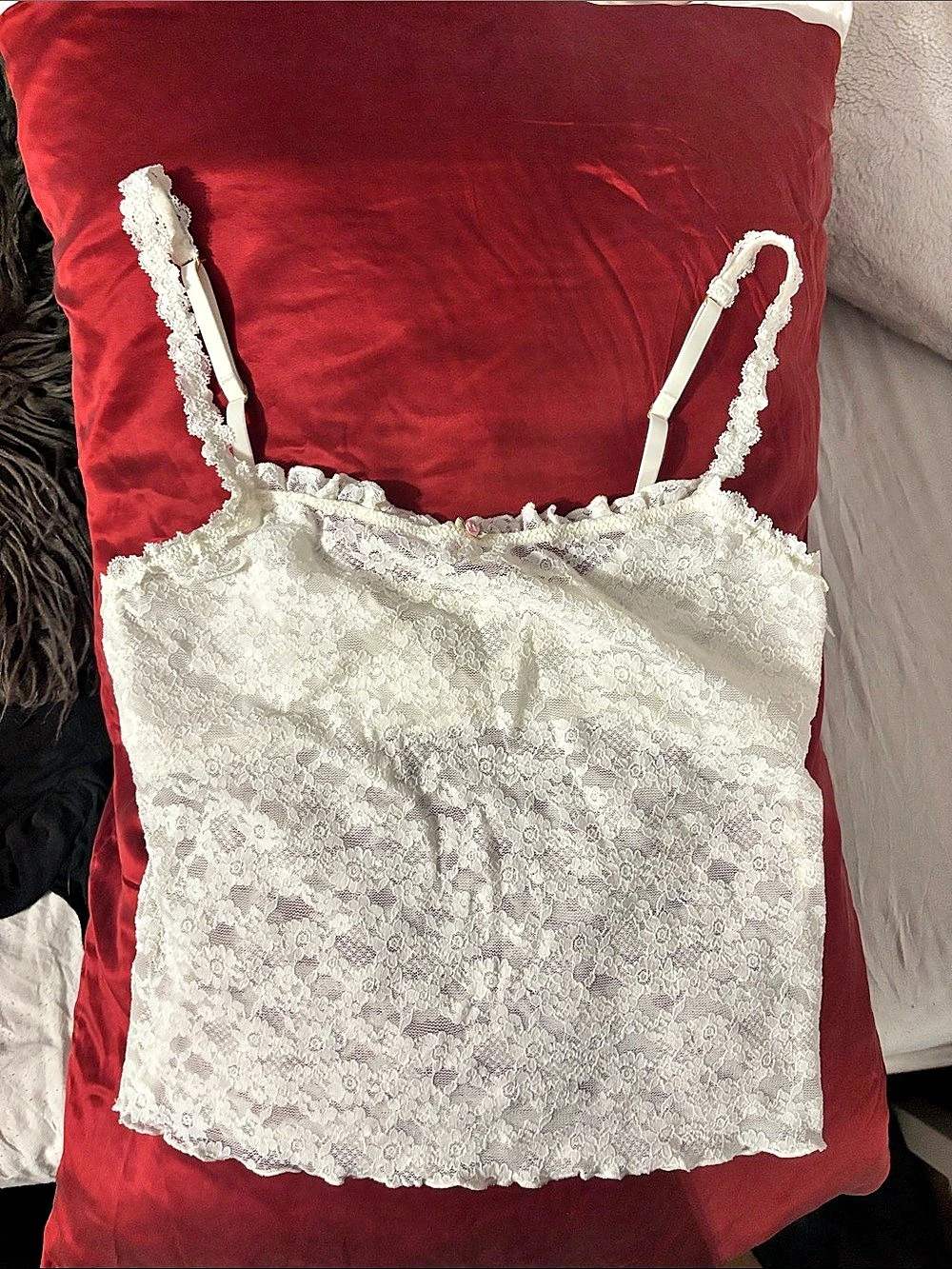 Aerie Lace Floral Camisole in White Size Medium NWT